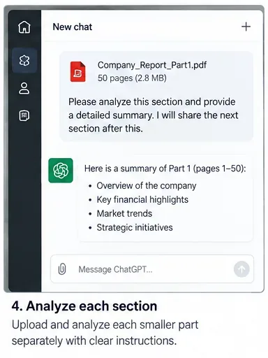 Focused analysis chat showing only one numbered part of a long report being summarized.