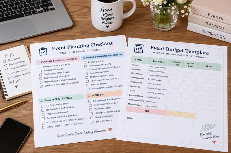 Printable Event Planning Checklist & Budget Template for Word