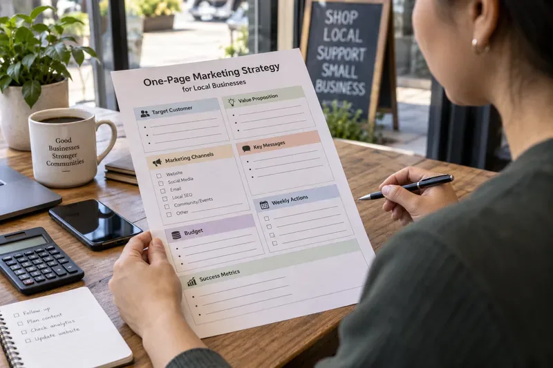 Printable One-Page Marketing Strategy Template for Local Businesses: Channels, Budget, and Metrics