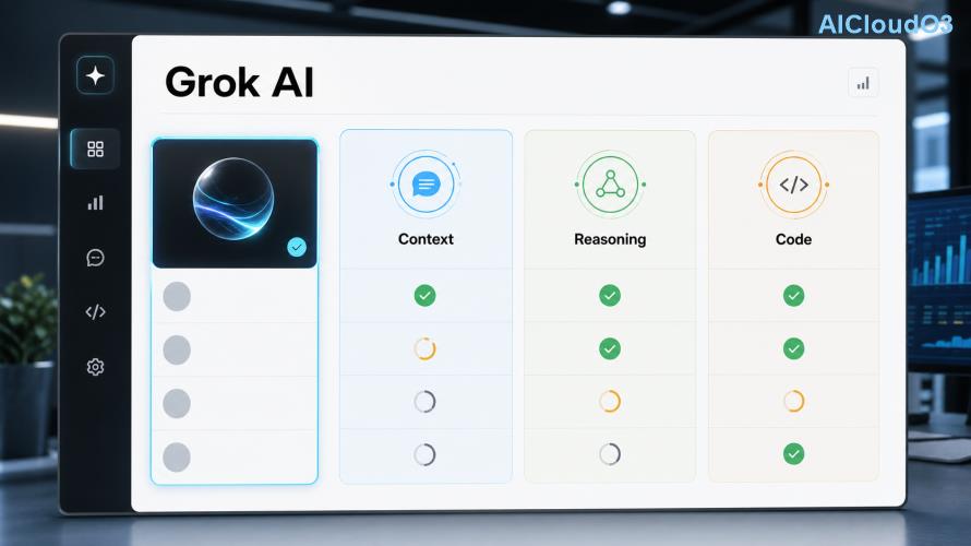 Grok AI voice selection screen showing multiple voice options